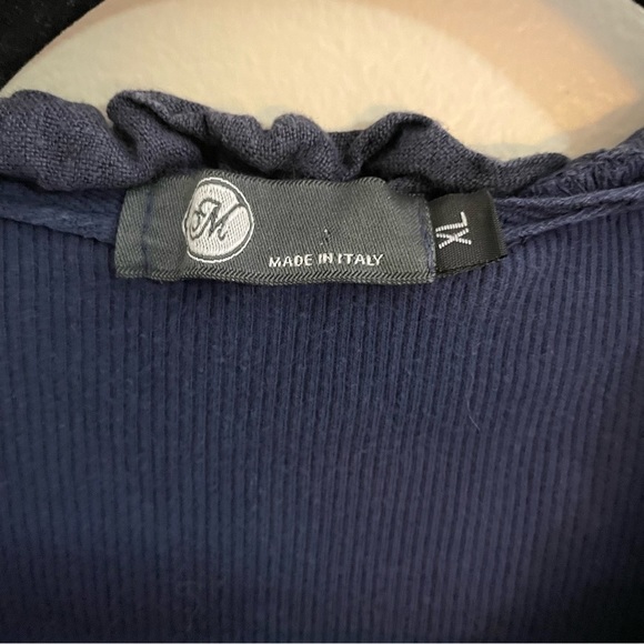 M Made In Italy 100% Linen Sleeveless Ruffled Collar MIDI Dress, Size XL - Picture 3 of 9